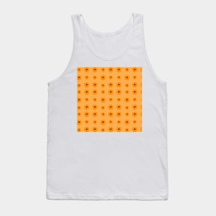 Illustrated orange kalanchoe blossoms pattern on yellow Tank Top